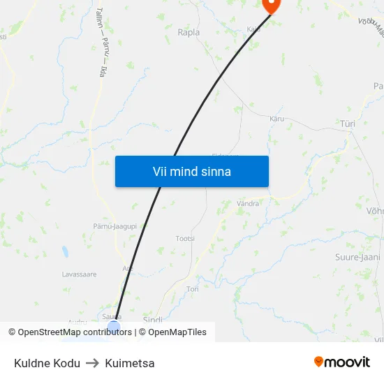 Kuldne Kodu to Kuimetsa map