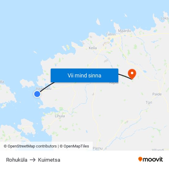 Rohuküla to Kuimetsa map