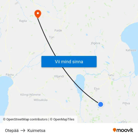 Otepää to Kuimetsa map