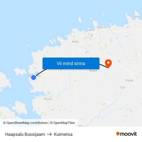 Haapsalu Bussijaam to Kuimetsa map