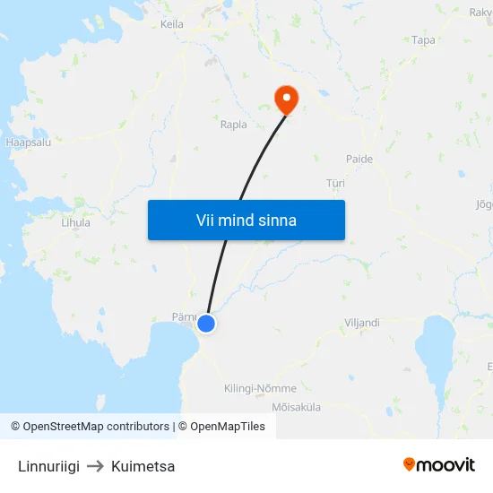 Linnuriigi to Kuimetsa map