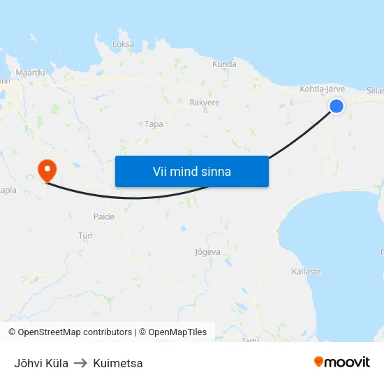 Jõhvi Küla to Kuimetsa map