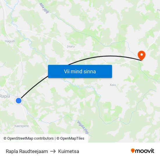 Rapla Raudteejaam to Kuimetsa map