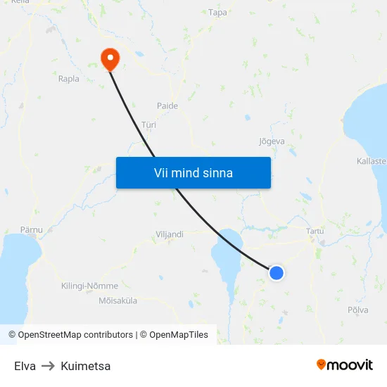 Elva to Kuimetsa map