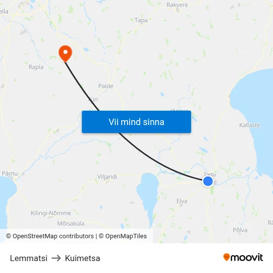 Lemmatsi to Kuimetsa map
