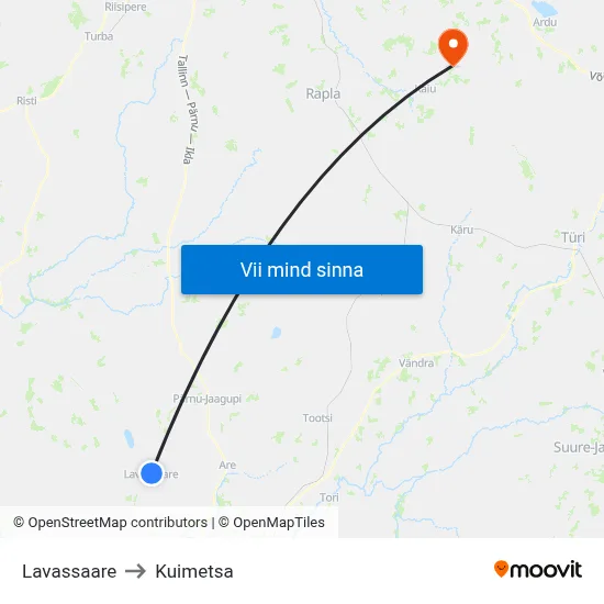 Lavassaare to Kuimetsa map