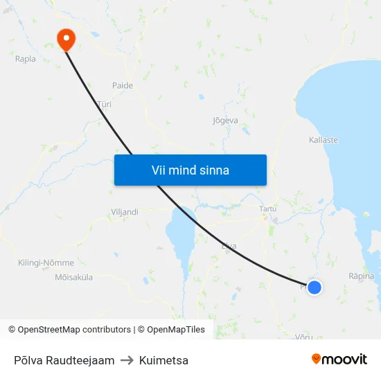 Põlva Raudteejaam to Kuimetsa map