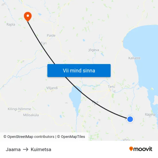 Jaama to Kuimetsa map