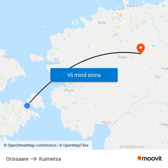 Orissaare to Kuimetsa map