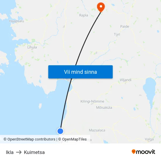 Ikla to Kuimetsa map