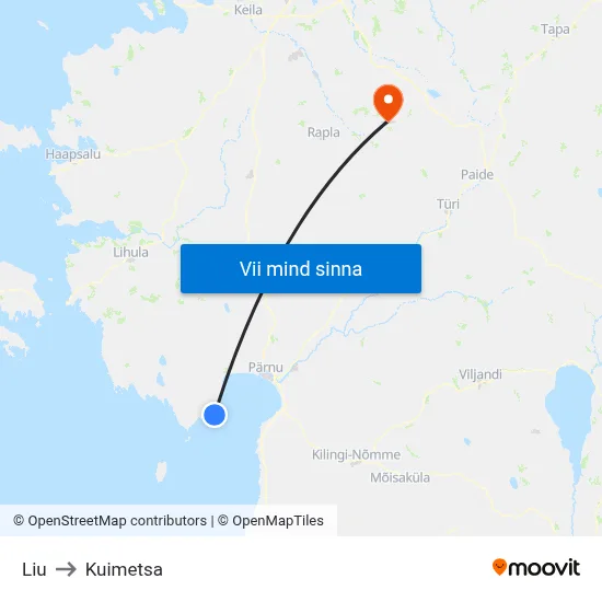 Liu to Kuimetsa map