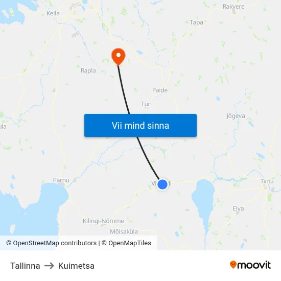 Tallinna to Kuimetsa map