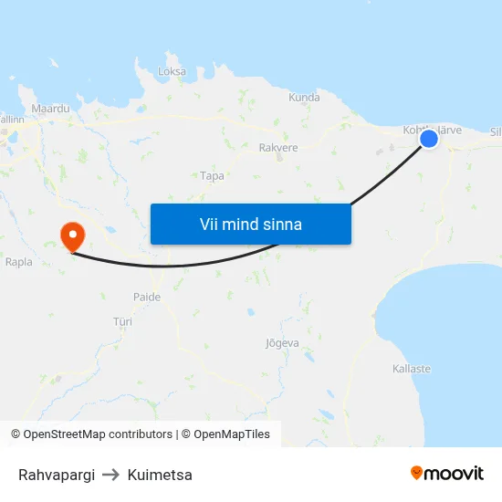 Rahvapargi to Kuimetsa map