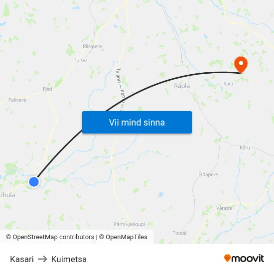 Kasari to Kuimetsa map