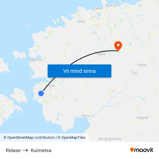 Ridase to Kuimetsa map