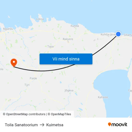 Toila Sanatoorium to Kuimetsa map