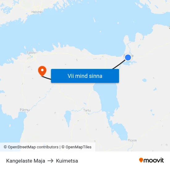 Kangelaste Maja to Kuimetsa map