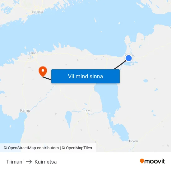 Tiimani to Kuimetsa map