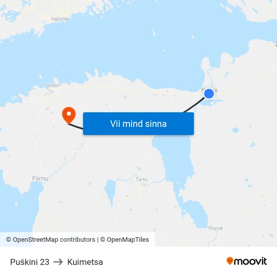 Puškini 23 to Kuimetsa map