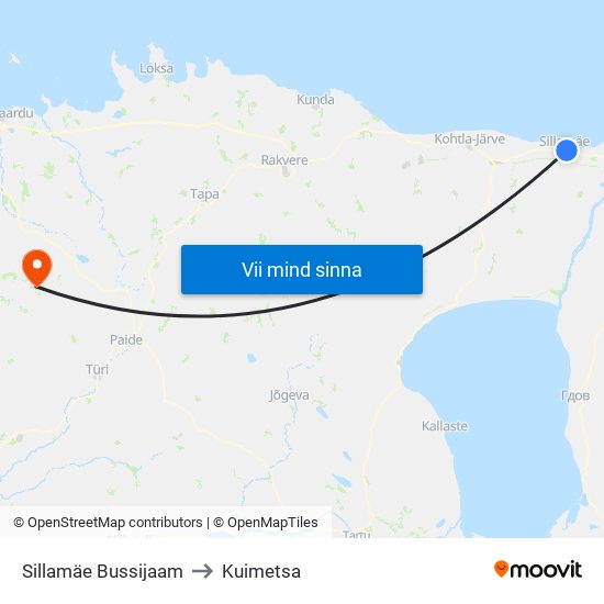 Sillamäe Bussijaam to Kuimetsa map