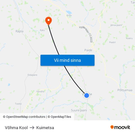 Võhma Kool to Kuimetsa map