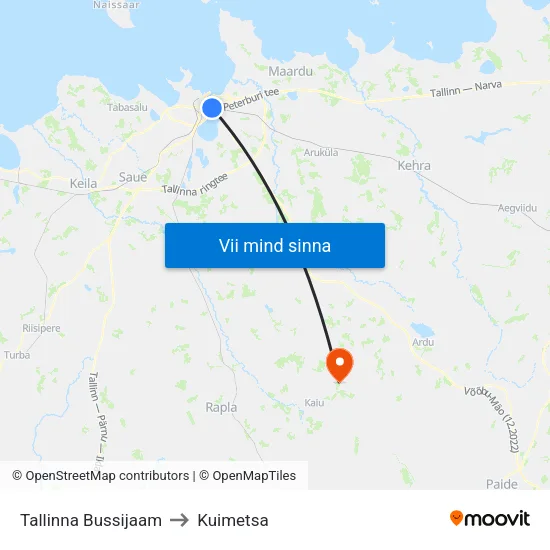 Tallinna Bussijaam to Kuimetsa map