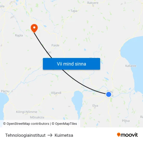 Tehnoloogiainstituut to Kuimetsa map