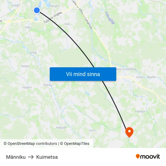 Männiku to Kuimetsa map