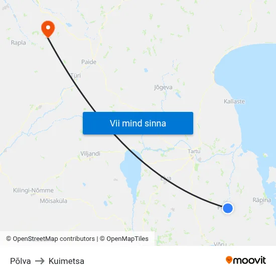 Põlva to Kuimetsa map