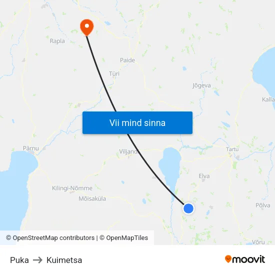 Puka to Kuimetsa map