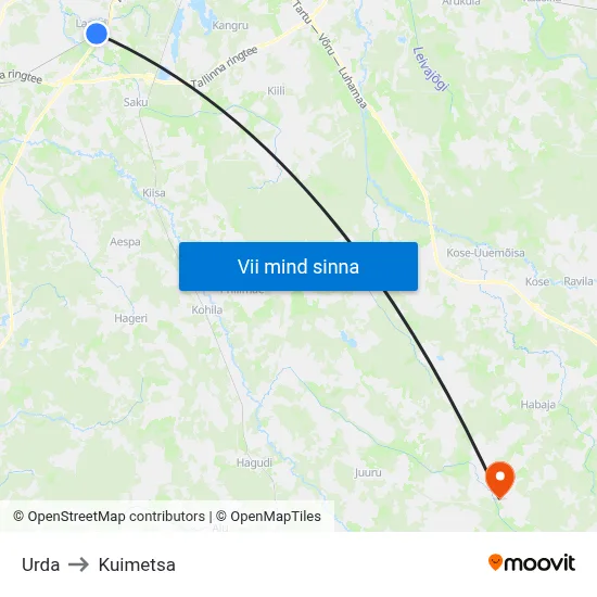 Urda to Kuimetsa map