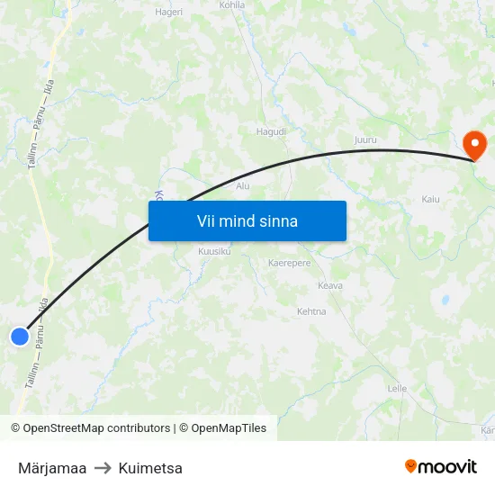 Märjamaa to Kuimetsa map