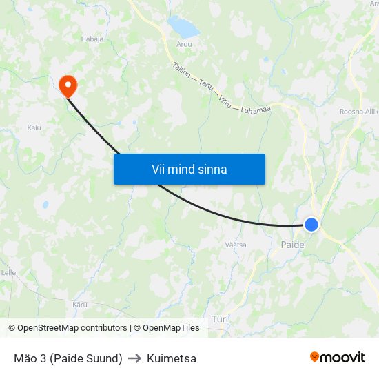 Mäo 3 (Paide Suund) to Kuimetsa map