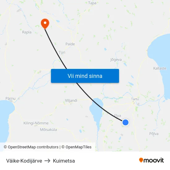 Väike-Kodijärve to Kuimetsa map