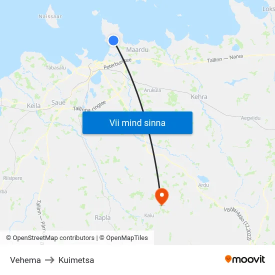 Vehema to Kuimetsa map