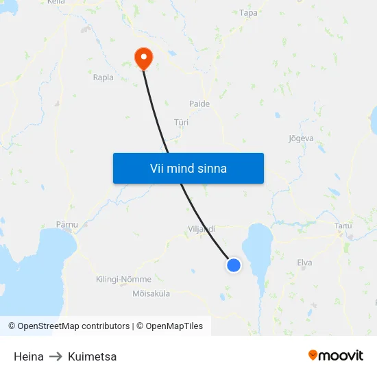 Heina to Kuimetsa map