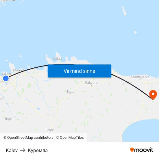 Kalev to Куремяэ map