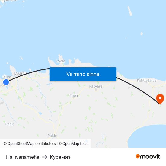Hallivanamehe to Куремяэ map