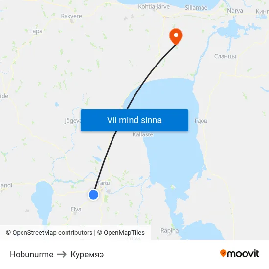 Hobunurme to Куремяэ map