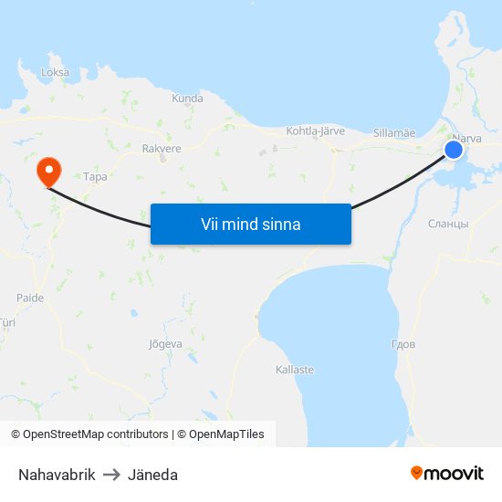 Nahavabrik to Jäneda map