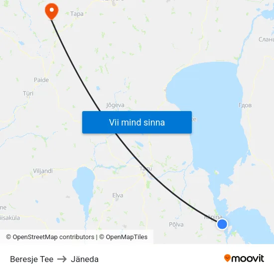 Beresje Tee to Jäneda map