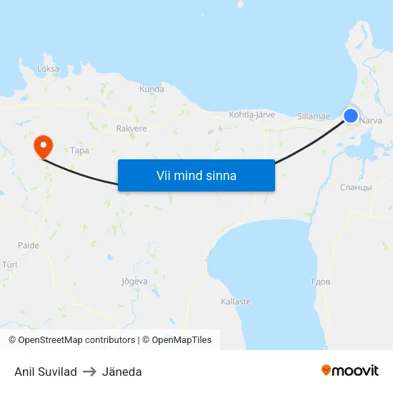 Anil Suvilad to Jäneda map