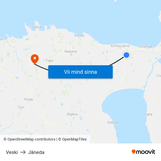 Veski to Jäneda map