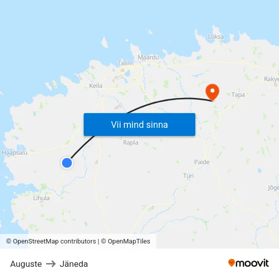 Auguste to Jäneda map