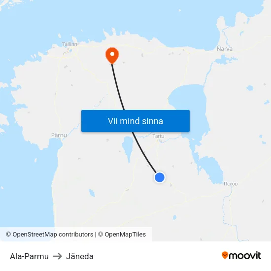 Ala-Parmu to Jäneda map