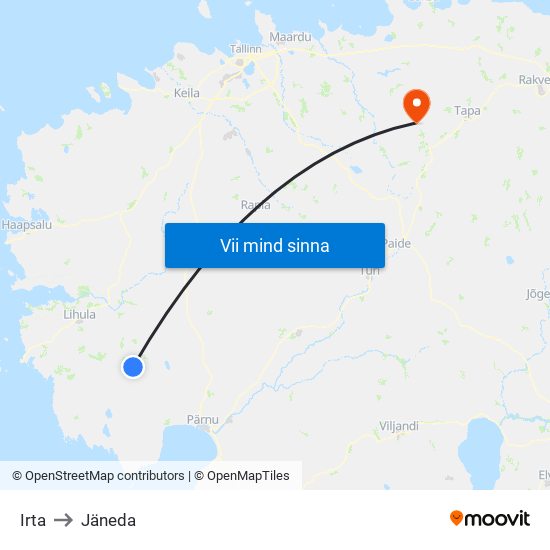 Irta to Jäneda map