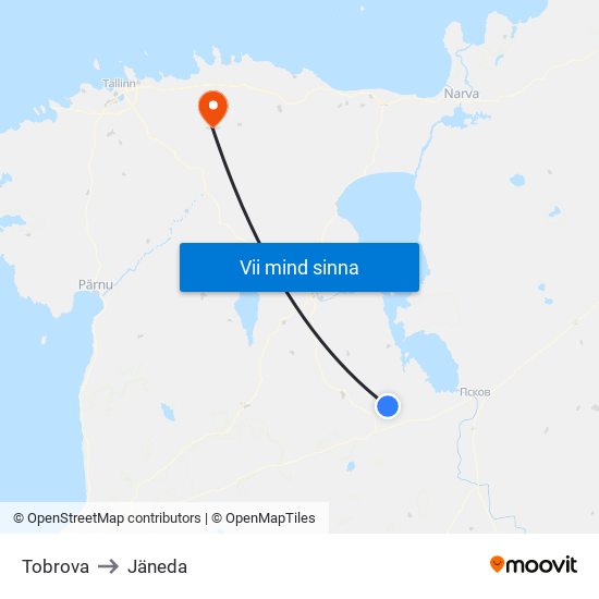 Tobrova to Jäneda map