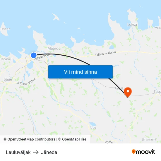 Lauluväljak to Jäneda map