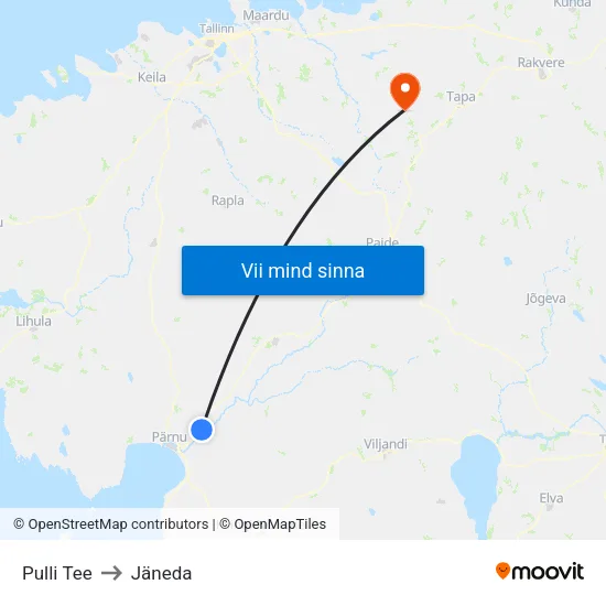 Pulli Tee to Jäneda map