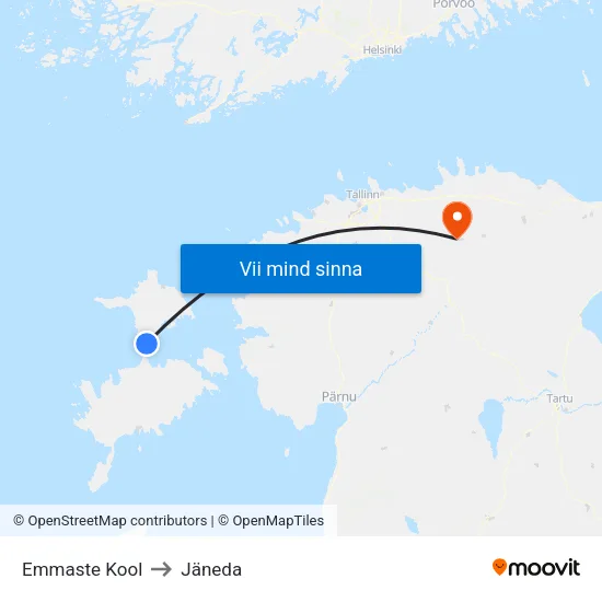Emmaste Kool to Jäneda map